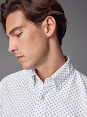 Burgundy/Navy Blue/White Short Sleeve Printed 100% Cotton Oxford Shirts 3 Pack - Image 7 of 13