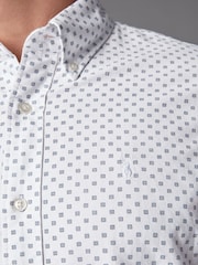 Burgundy/Navy Blue/White Short Sleeve Printed 100% Cotton Oxford Shirts 3 Pack - Image 8 of 13