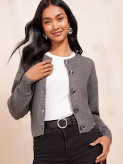 Friends Like These Grey Cropped Button Through Cardigan - Image 1 of 4