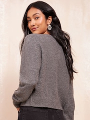 Friends Like These Grey Cropped Button Through Cardigan - Image 4 of 4