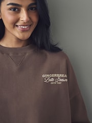 Chocolate Brown Christmas Ginger Bread Latte Graphic Crew Neck Sweatshirt - Image 4 of 8
