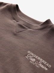 Chocolate Brown Christmas Ginger Bread Latte Graphic Crew Neck Sweatshirt - Image 6 of 8