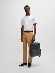 BOSS White Mercerised 100% Cotton Signature-Stripe Details T-Shirt - Image 2 of 5