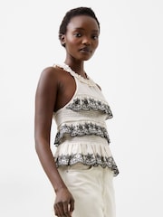 French Connection White 100% Cotton Embroidered Felicity Top - Image 1 of 3