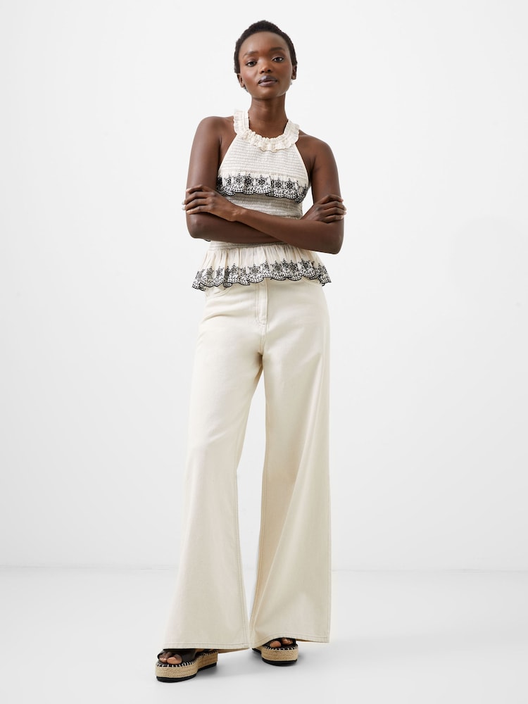 French Connection White 100% Cotton Embroidered Felicity Top - Image 2 of 3