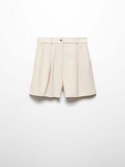 Mango Cream Pleated High-Waist Shorts - Image 4 of 4