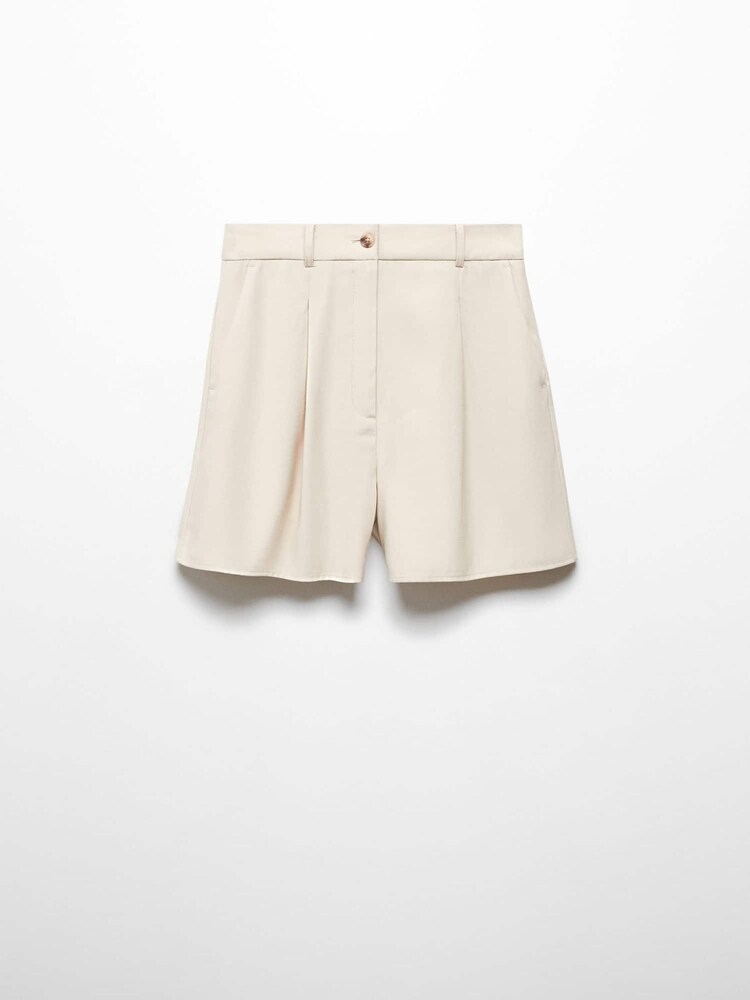 Mango Cream Pleated High-Waist Shorts - Image 4 of 4