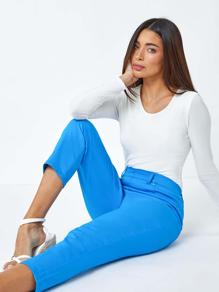 Roman Blue Cropped Stretch Denim Jeggings - Image 1 of 5