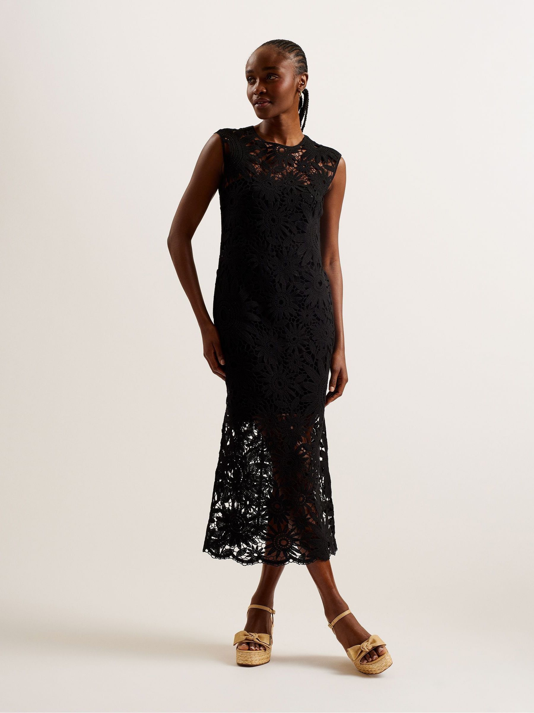 Buy Ted Baker Black Crochet Sleeveless Corha Midi Dress from Next Lithuania