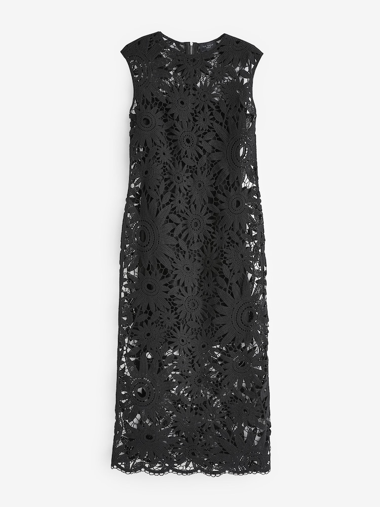 Czarny - Ted Baker Crochet Sleeveless Corha Midi Dress - Image 4 of 5
