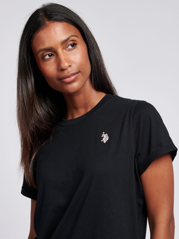 U.S. Polo Assn. Black Womens Crew Neck Double Horsemen T-Shirt - Image 3 of 6