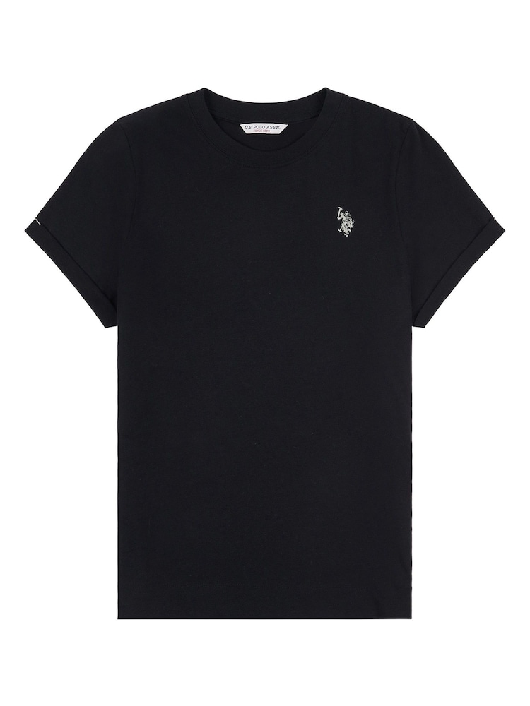 U.S. Polo Assn. Black Womens Crew Neck Double Horsemen T-Shirt - Image 5 of 6