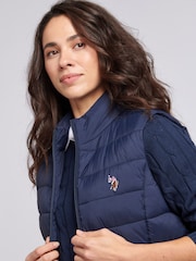U.S. Polo Assn. Blue Lightweight Womens Puffer Gilet - Image 4 of 6