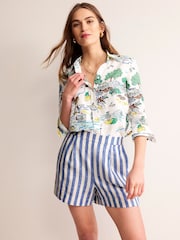 Boden Blue Hampstead 100% Linen Shorts - Image 1 of 5