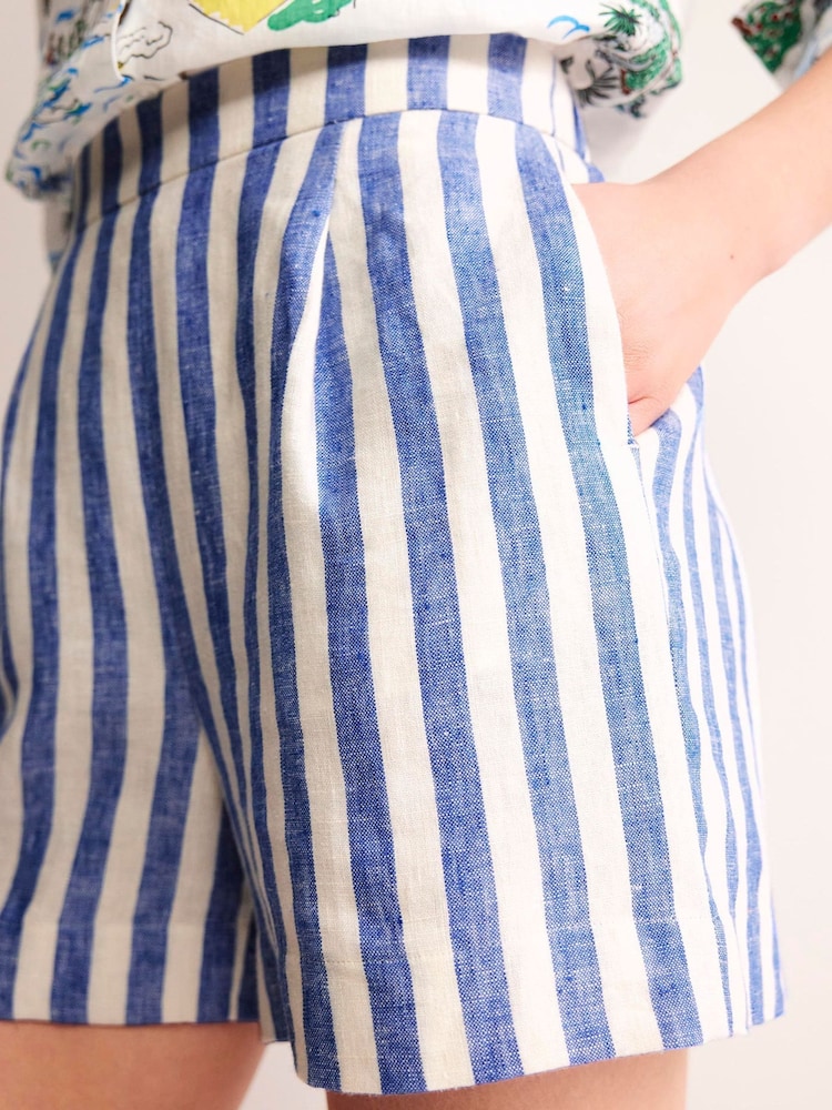Boden Blue Hampstead 100% Linen Shorts - Image 2 of 5