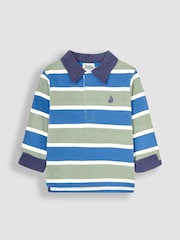 Зеленый хаки - JoJo Maman Bébé Stripe Rugby Shirt - Изображение 1 из 3
