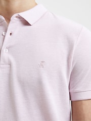 French Connection Blue Birdseye Single Tipped 100% Cotton Polo Shirt - Image 4 of 4