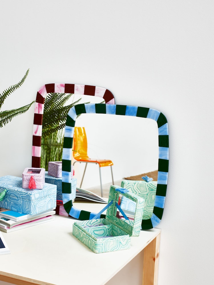 Oliver Bonas Green Alyssa Glass Wall Mirror - Image 1 of 4