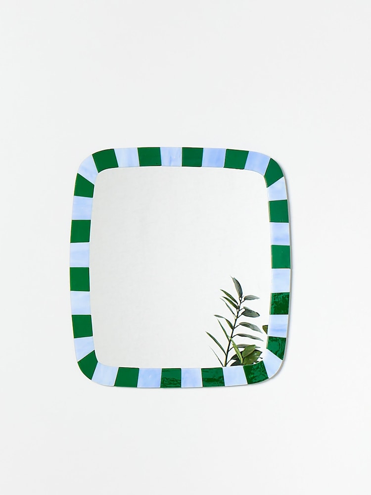 Oliver Bonas Green Alyssa Glass Wall Mirror - Image 2 of 4