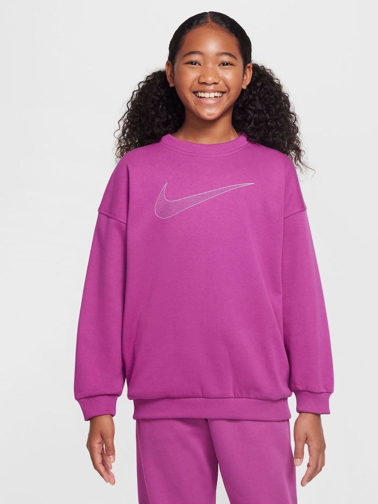 Nike Purple Fuschia Oversized Shine Crew Sweatshirt - Image 1 of 4