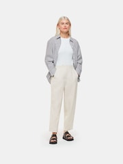 Whistles Cream Petite Linen Barrel Leg Trousers - Image 1 of 5