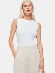 Whistles Cream Petite Linen Barrel Leg Trousers - Image 4 of 5