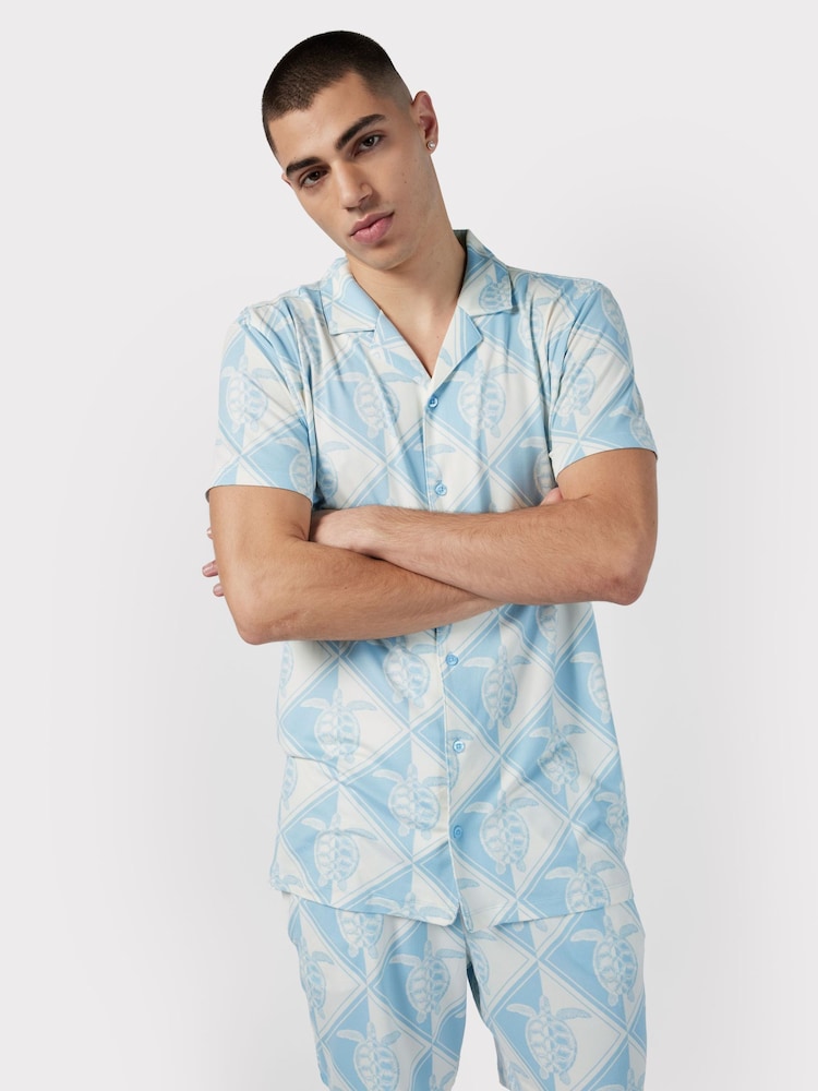 Chelsea Peers Cream Tiled Turtle Print Shorts Set - Image 1 of 5
