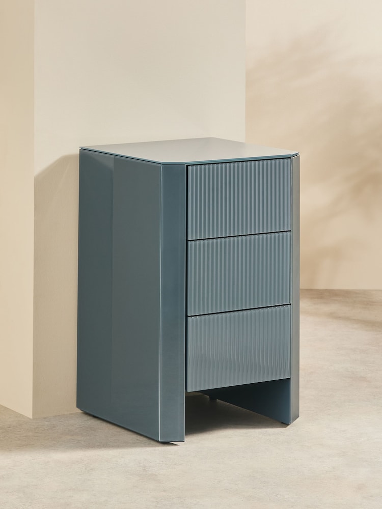 MADE.COM Blue Glass Eleni Bedside - Image 2 of 4