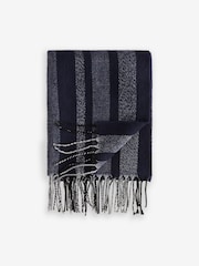 Navy Blue Stripe Woven Scarf - Image 4 of 6
