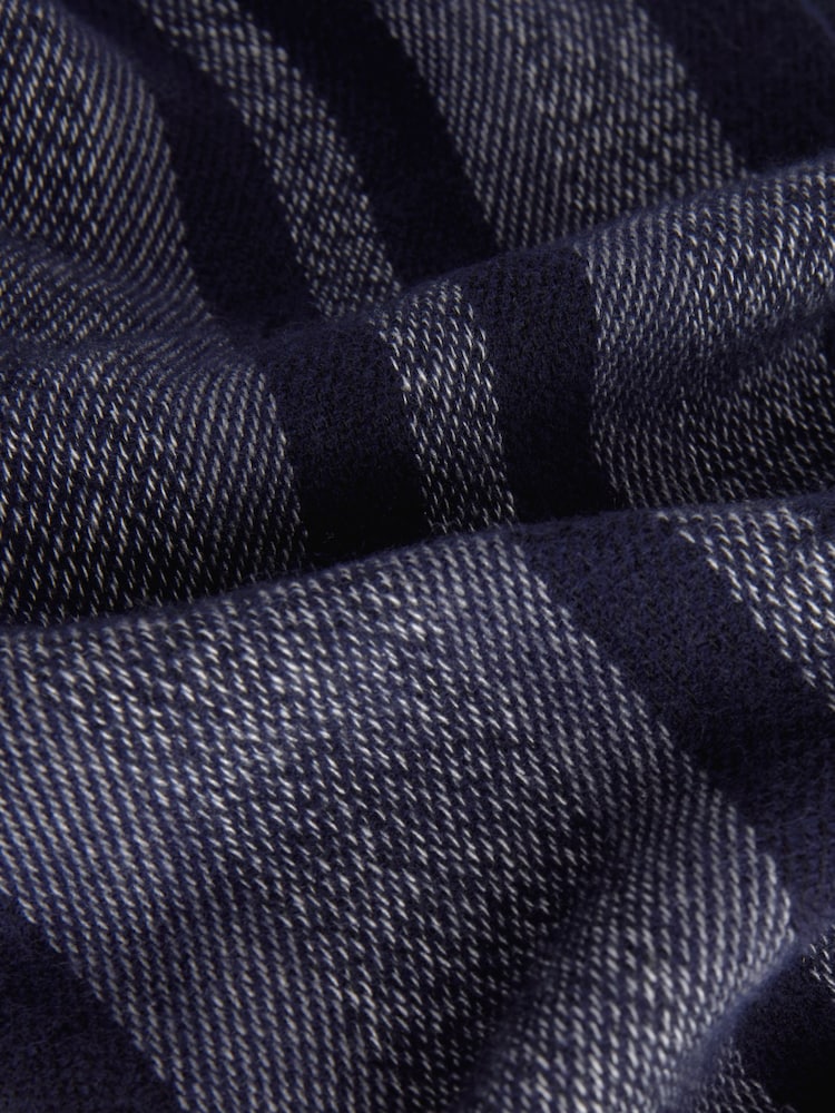 Navy Blue Stripe Woven Scarf - Image 6 of 6 Navy Blue Stripe Woven Scarf - Image 6 of 6