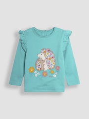 JoJo Maman Bébé Duck Egg Floral and Stripe Frill Tops 2 Pack - Image 2 of 5