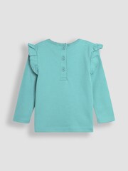 JoJo Maman Bébé Duck Egg Floral and Stripe Frill Tops 2 Pack - Image 3 of 5