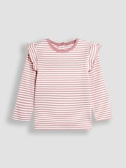 JoJo Maman Bébé Duck Egg Floral and Stripe Frill Tops 2 Pack - Image 4 of 5