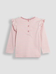 JoJo Maman Bébé Duck Egg Floral and Stripe Frill Tops 2 Pack - Image 5 of 5