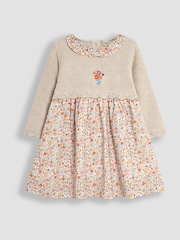 JoJo Maman Bébé Cream Knitted Collar Dress - Image 1 of 3