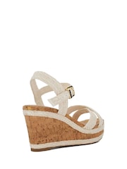 Dune London White Wide Fit Braided Upper High Wedge Heel Kelisa Sandals - Image 5 of 7
