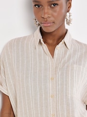 Apricot Natural Linen Boxy Sleeve Shirt - Image 3 of 5