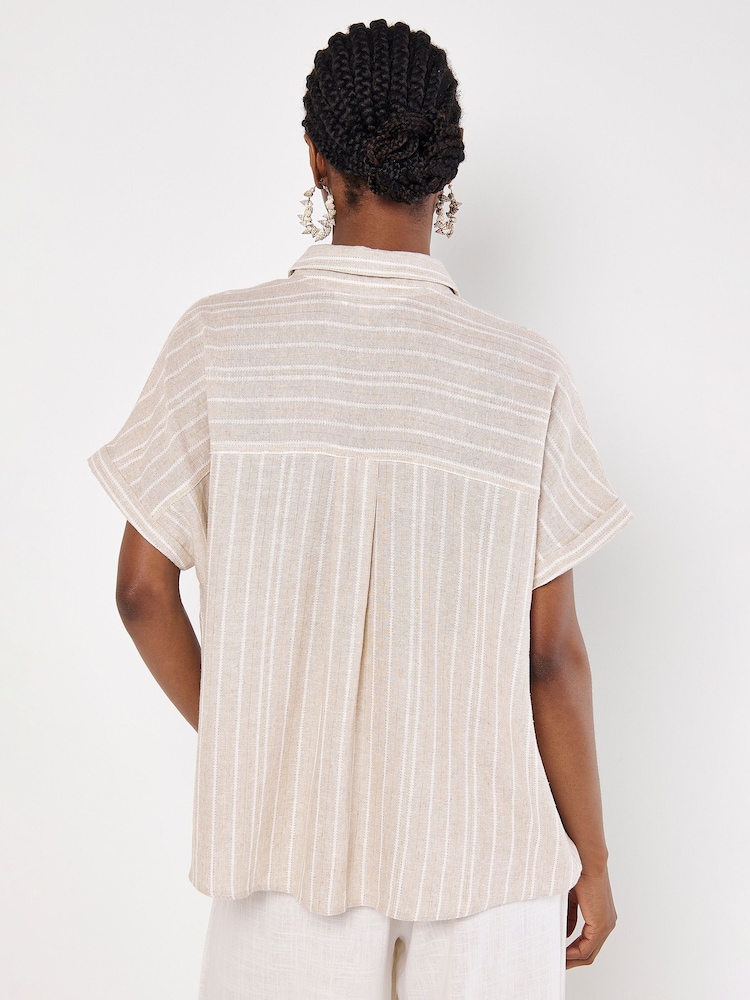 Apricot Natural Linen Boxy Sleeve Shirt - Image 5 of 5