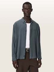 AllSaints Grey Carlyle Long Sleeve Shirt - Image 1 of 8