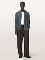 AllSaints Grey Carlyle Long Sleeve Shirt - Image 3 of 8
