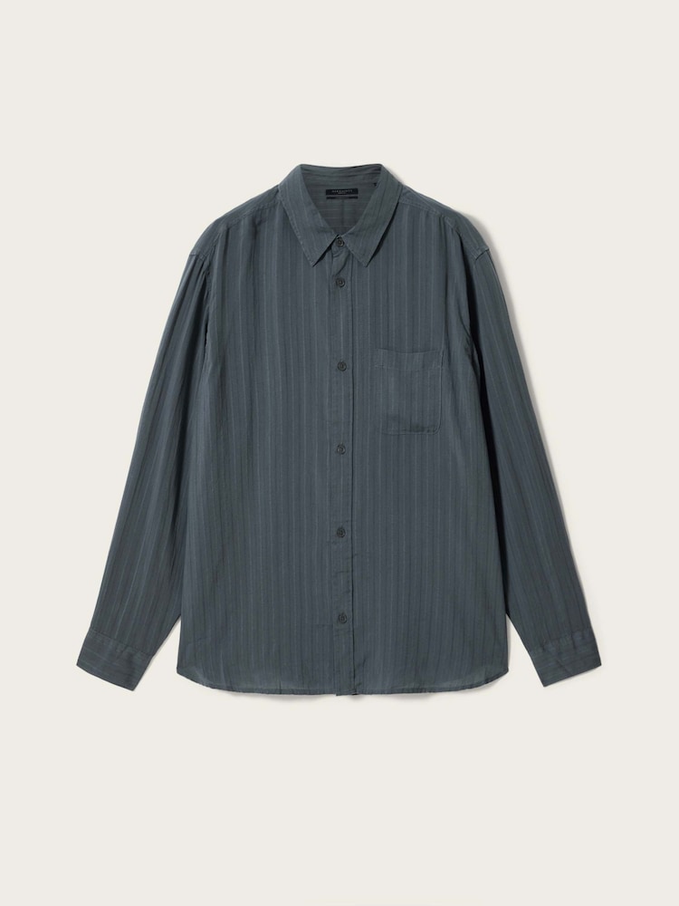 AllSaints Grey Carlyle Long Sleeve Shirt - Image 8 of 8