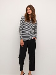 Kaffe Benedikte Long Sleeve Striped Black T-Shirt - Image 3 of 6