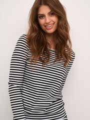 Kaffe Benedikte Long Sleeve Striped Black T-Shirt - Image 4 of 6