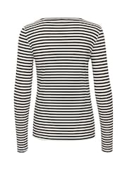 Kaffe Benedikte Long Sleeve Striped Black T-Shirt - Image 6 of 6