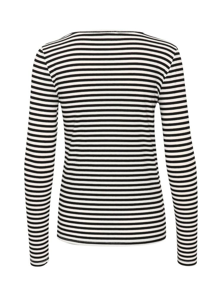 Kaffe Benedikte Long Sleeve Striped Black T-Shirt - Image 6 of 6