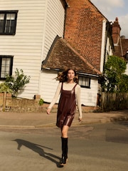 Burgundy Red PU Faux Leather Mini Dress - Image 2 of 7