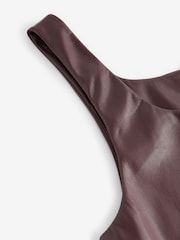 Burgundy Red PU Faux Leather Mini Dress - Image 5 of 7
