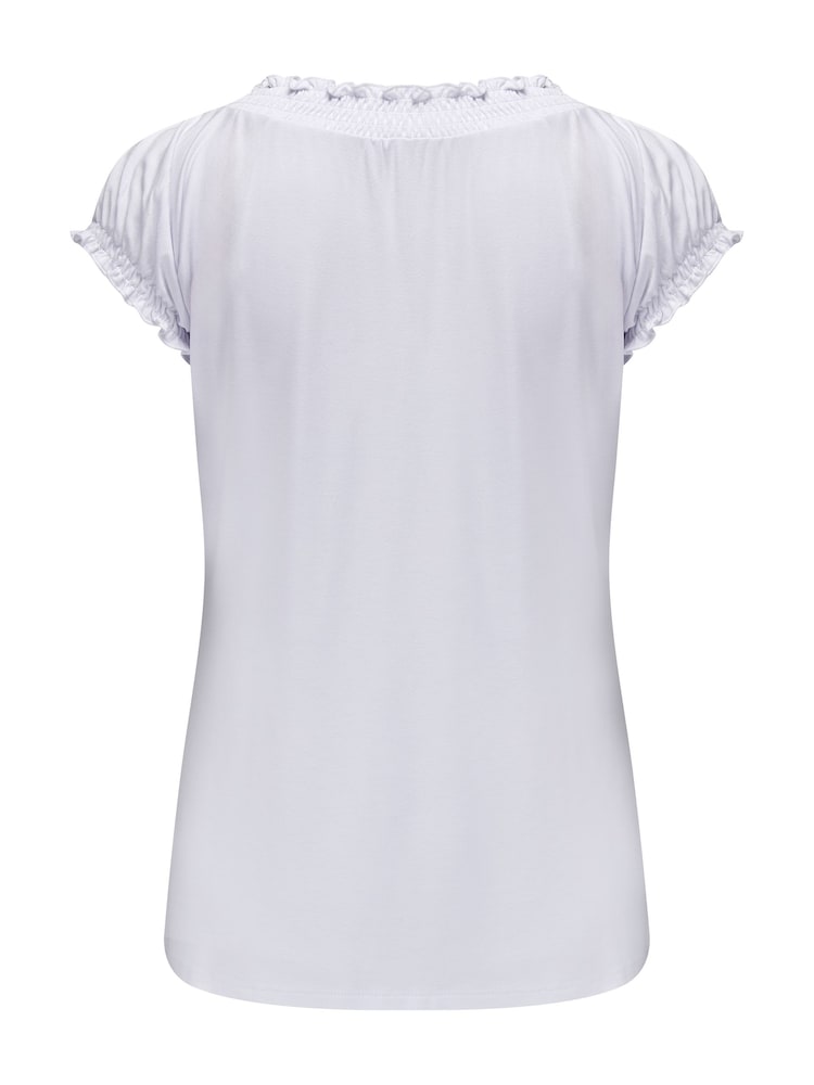 Blanco - Top de punto elástico con mangas casquillo y pespuntes en contraste Payton de Pour Moi - Imagen 4 de 4