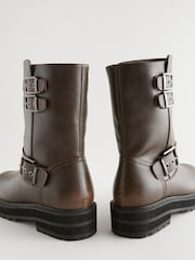 Chocolate Brown Standard/Wide Fit Forever Comfort® Buckle Biker Ankle Boots - Image 11 of 12