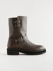 Chocolate Brown Standard/Wide Fit Forever Comfort® Buckle Biker Ankle Boots - Image 7 of 12
